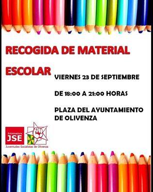 Recogida solidaria de material escolar para las familias oliventinas con más necesidades