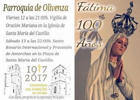 La Parroquia de Olivenza conmemorará el centenario de las apariciones de Fátima