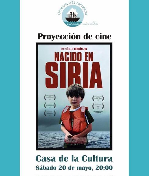 Cartel de la proyección de cine en la casa de la cultura de Olivenza. 