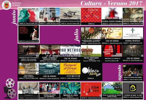 Cartel de actividades culturales del verano en Olivenza. 