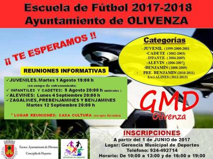 Cartel de las reuniones informativas de la Escuela de Fútbol. 