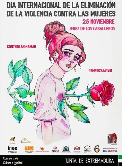 Cartel institucional de la Junta de Extremadura con motivo del 25-N. 
