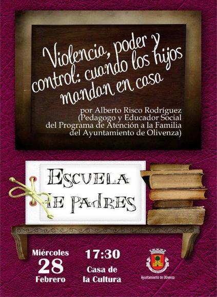 Cartel de la sesión de la Escuela de Padres de febrero de 2018. 
