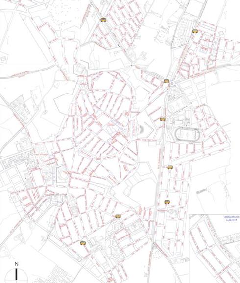 Plano de paradas del autobús municipal. 