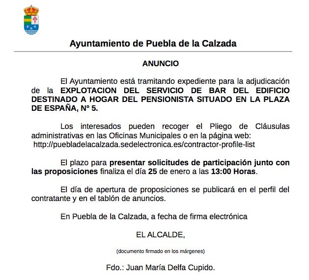 Sale a licitación el bar del Hogar del Pensionista ‘Adela Cupido’