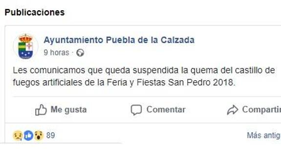 Suspendidos los fuegos artificiales que inauguraban la Feria y Fiestas de Puebla 2.018