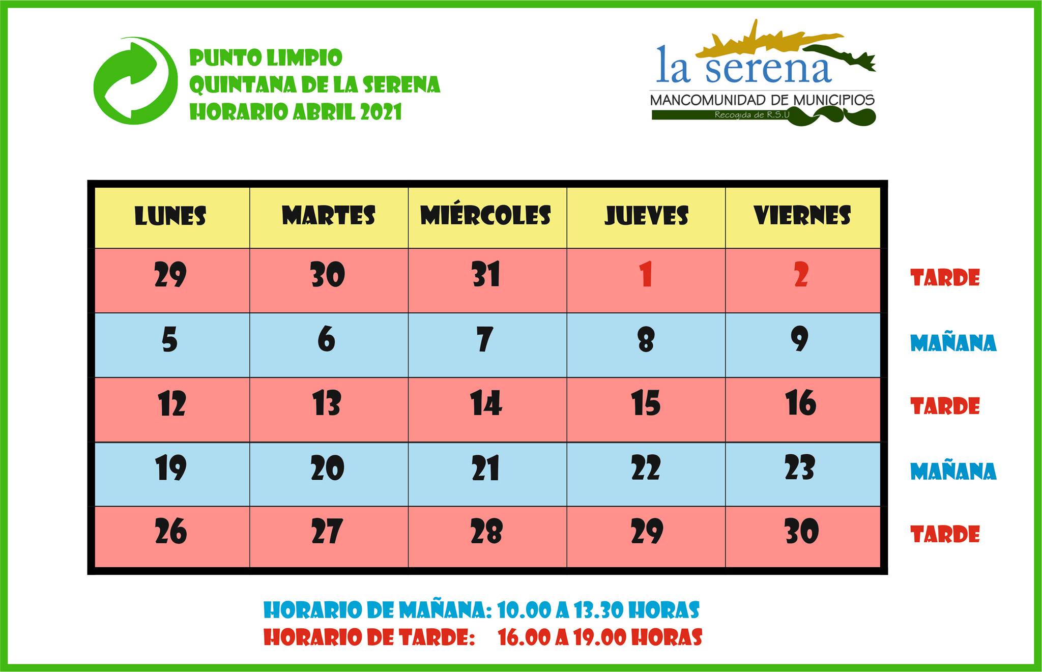 Horario punto limpio 