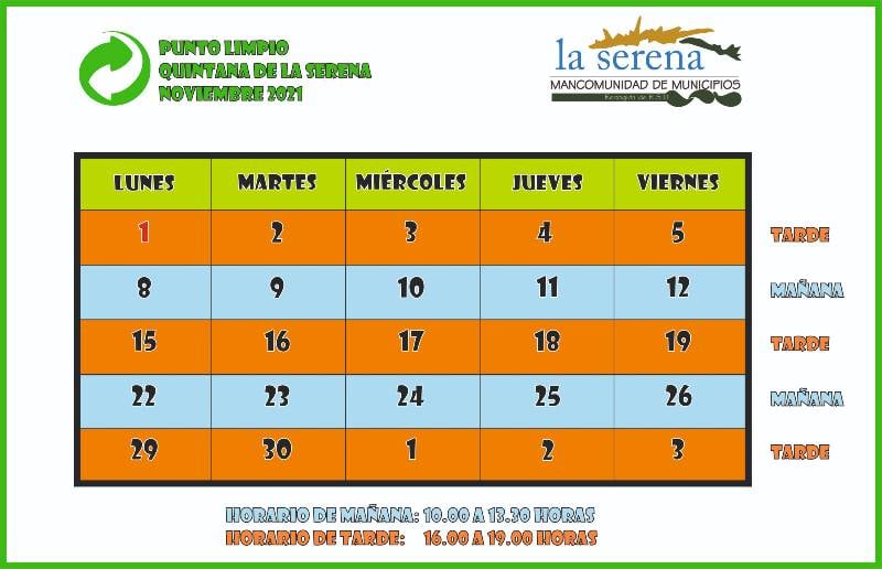 Horarios del punto limpio 