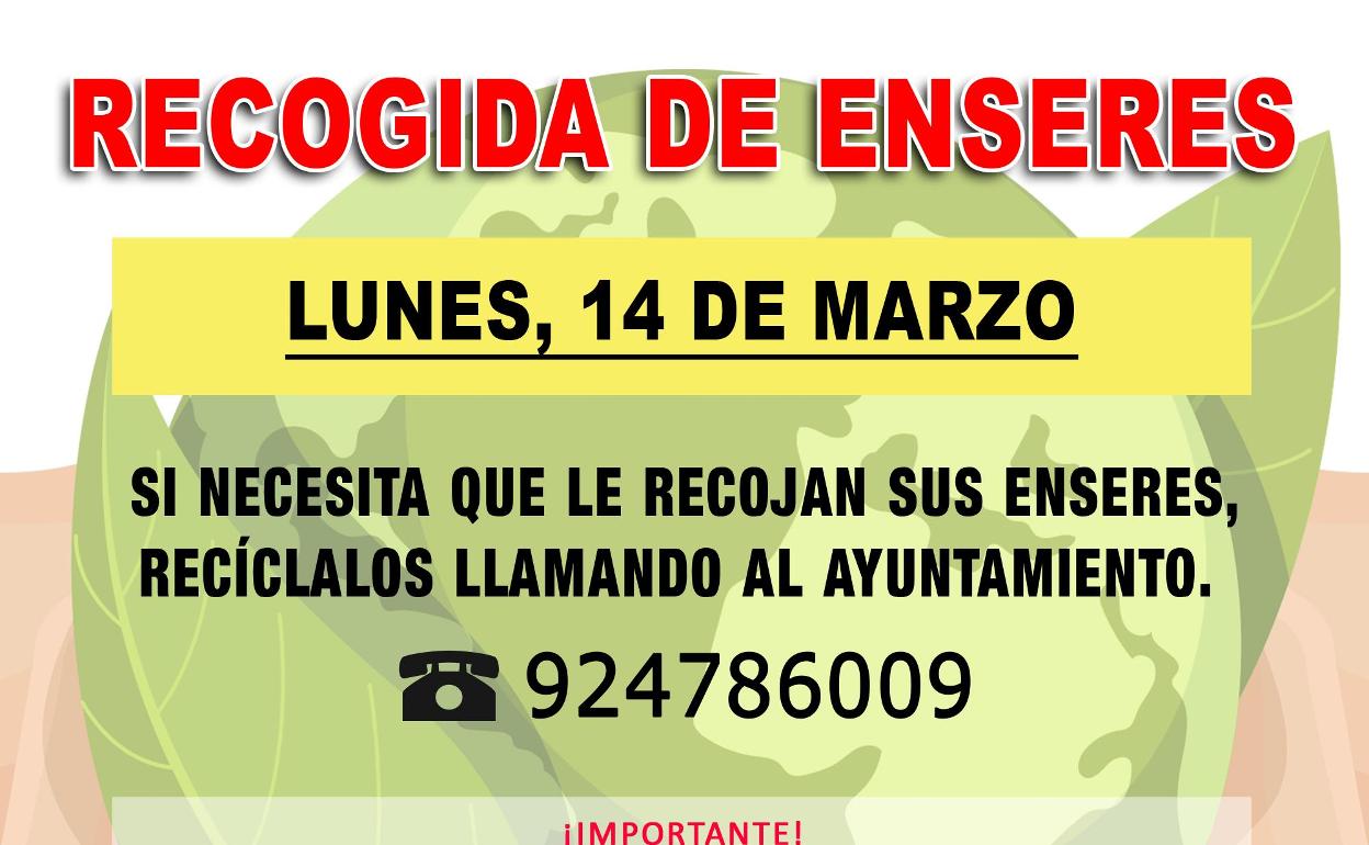 Nuevo servicio de recogida de enseres en la localidad el lunes, 14 de marzo