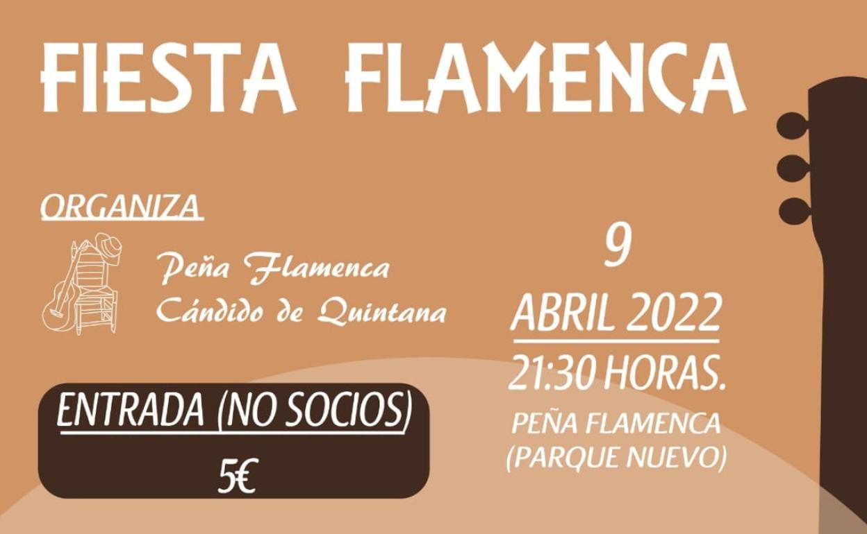 Fiesta flamenca el próximo 9 de abril en la peña 'Cándido de Quintana'