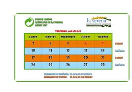 Horario del punto limpio para el mes de abril
