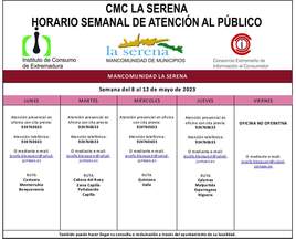 Horario semanal de Atención al público de CMC La Serena