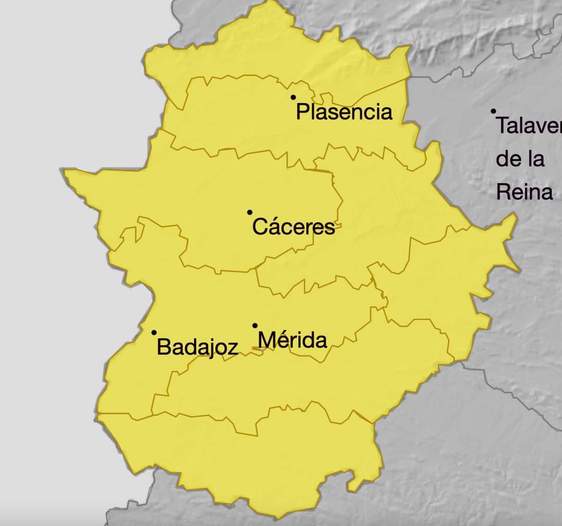 Alerta amarilla por tormentas y lluvia en toda Extremadura