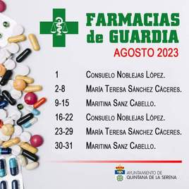 Publicado el horario de las farmacias para el mes de agosto