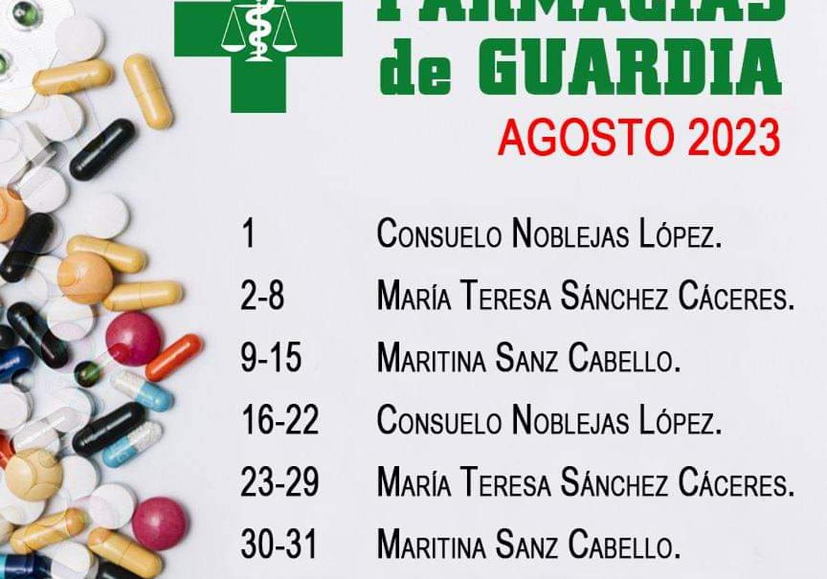 Publicado el horario de las farmacias para el mes de agosto