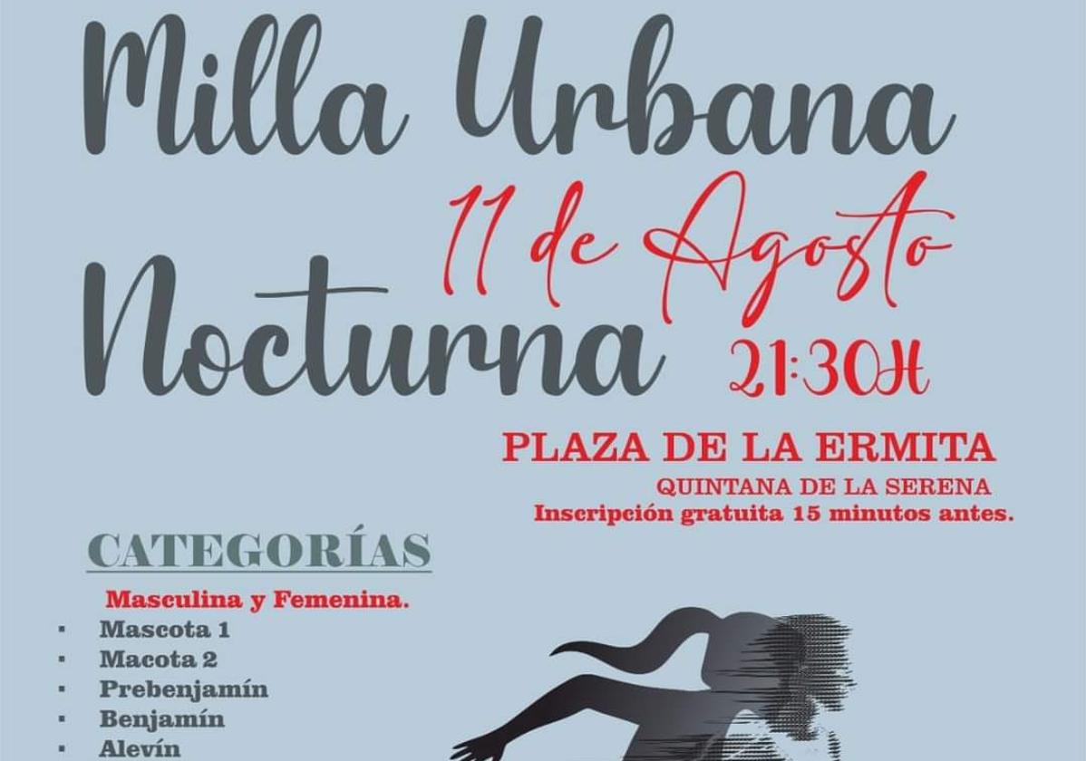 La milla urbana nocturna será el viernes 11 de agosto en el Parque de la Ermita