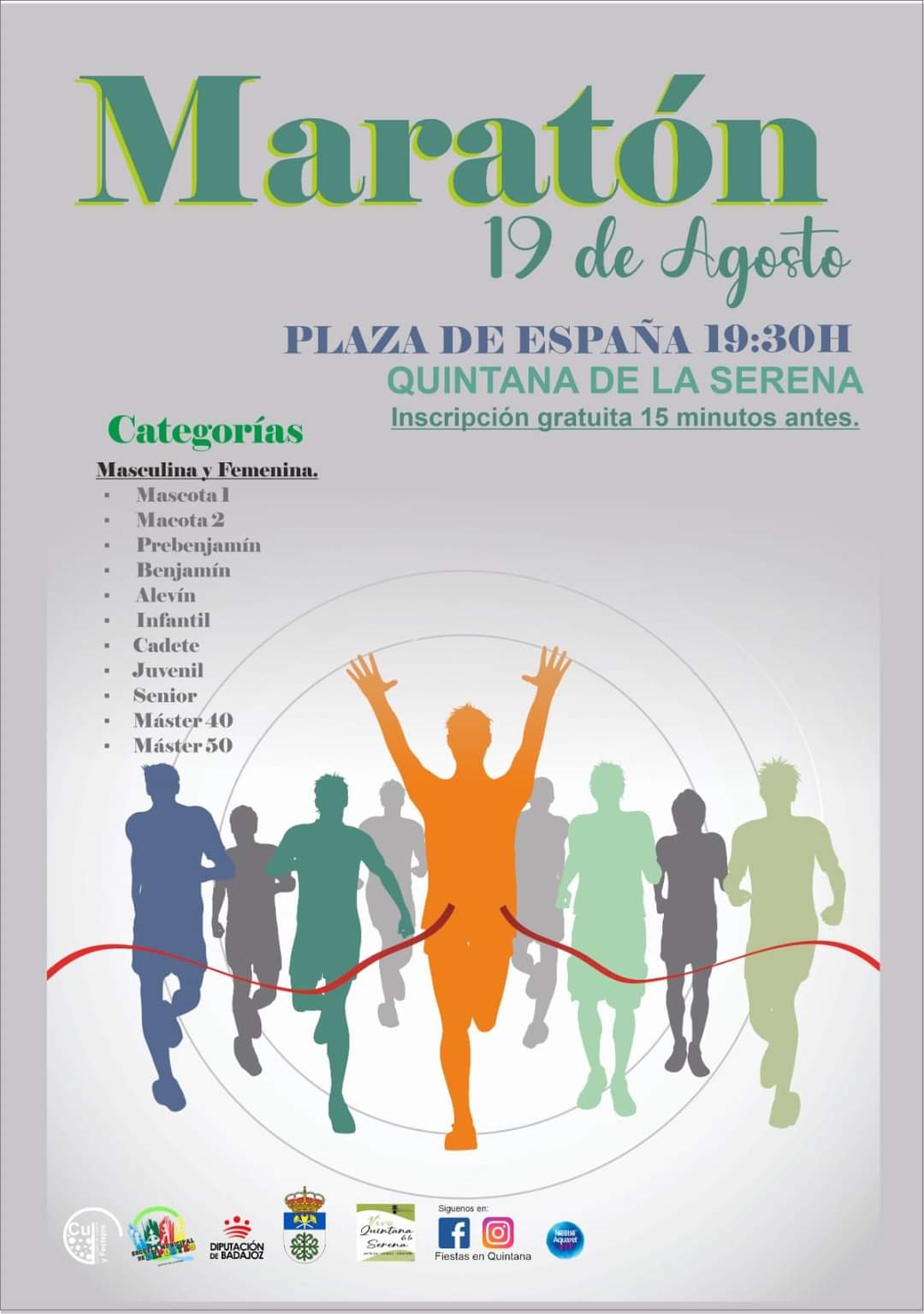 La maratón popular, actividad deportiva del sábado 19 de agosto