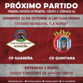 El CD Quintana visita al Guareña en la sexta jornada de campeonato