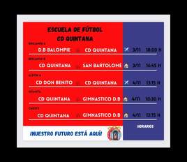 La cantera de CD Quintana jugarán este fin de semana 5 partidos