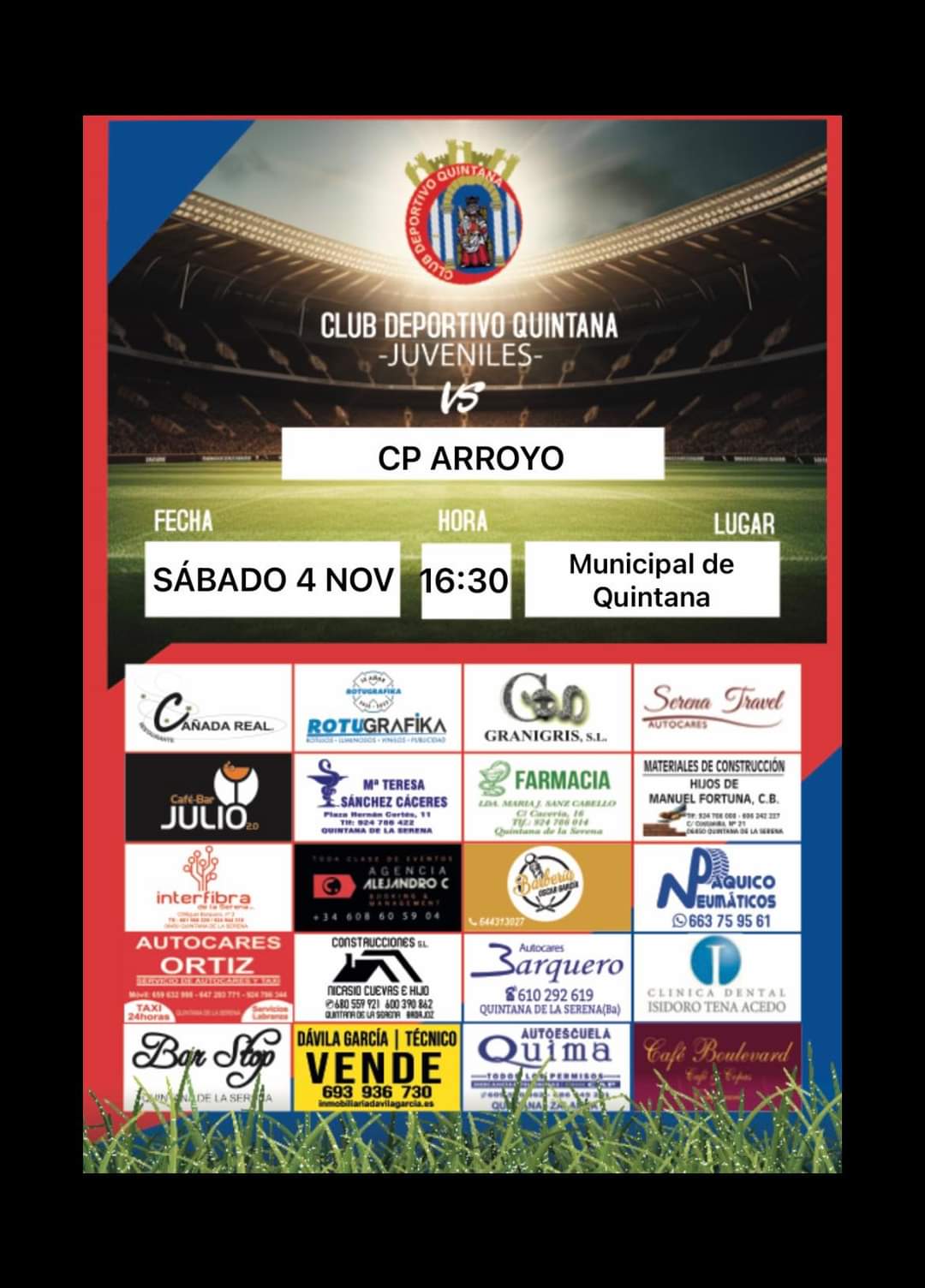 El CD Quintana Juvenil recibe al CP Arroyo en el Municipal de Quintana