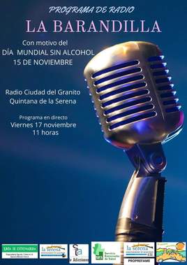 Radio Ciudad del Granito emitirá el 'Programa La Barandilla' con motivo Día Mundial sin Alcohol