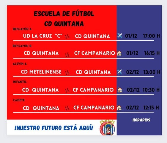 La cantera de CD Quintana jugará este fin de semana cinco partidos