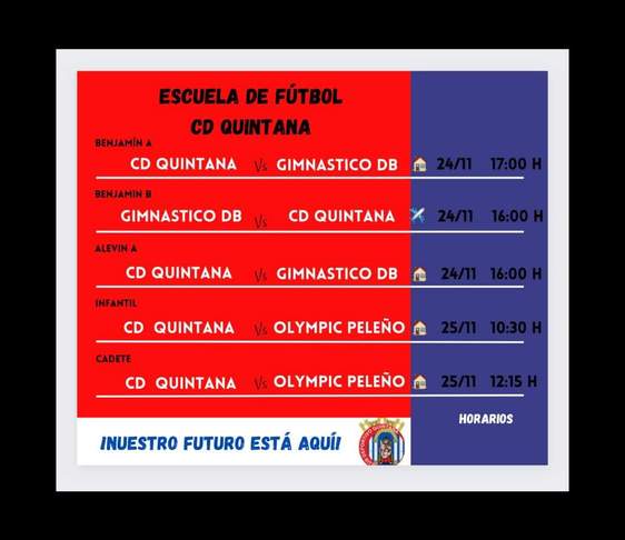 La cantera de CD Quintana jugará este fin de semana cinco partidos