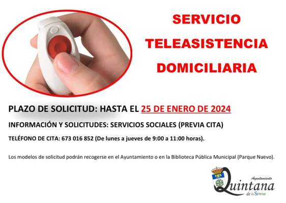 Abierto el plazo para solicitar teleasistencia domiciliaria