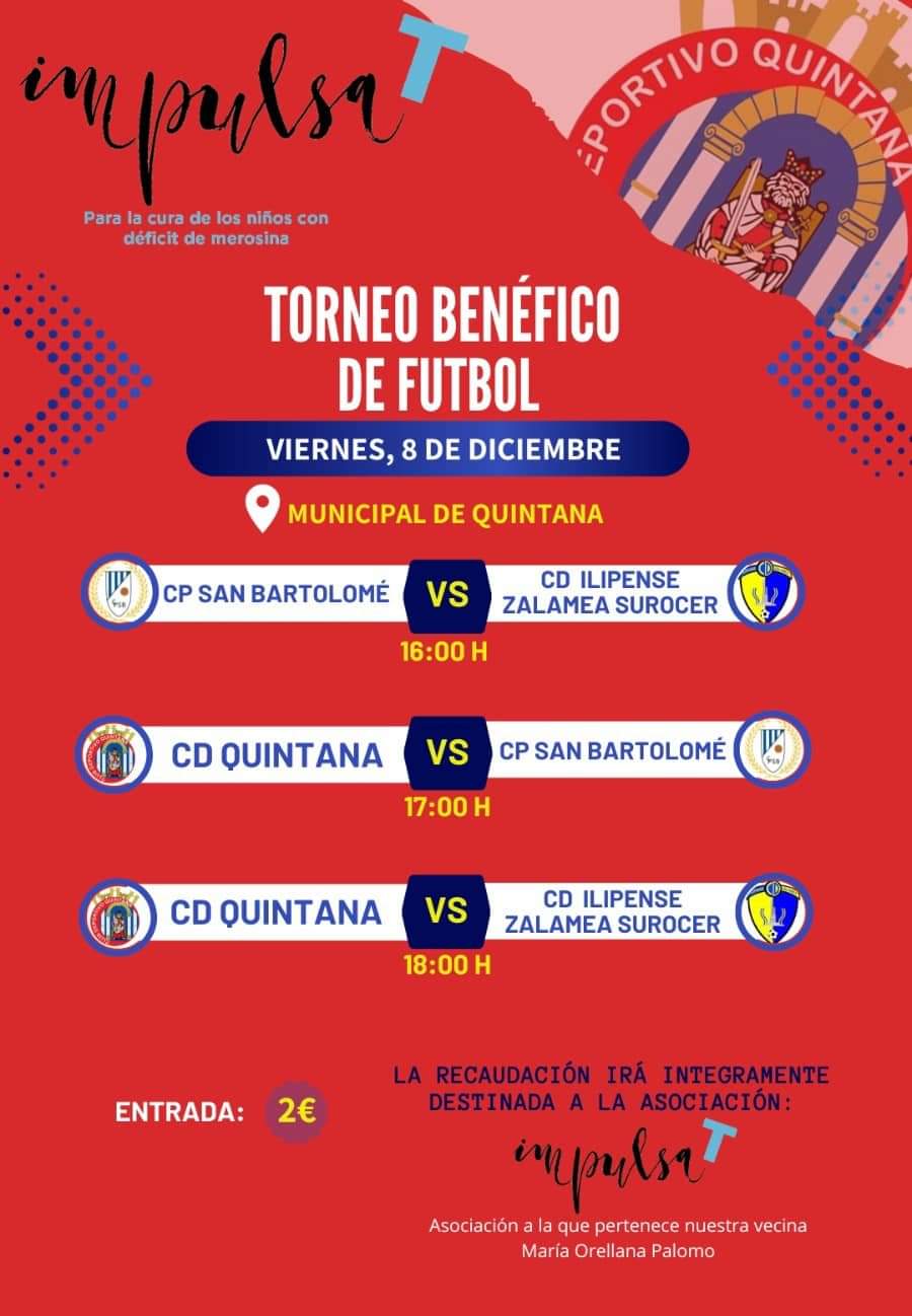 Torneo benéfico de fútbol en Quintana a favor de Impulsa-T