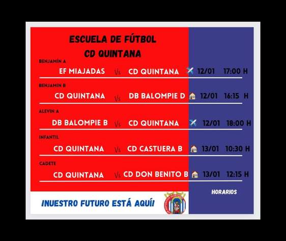 Fin de semana con cinco partidos de la escuela de fútbol rojilla