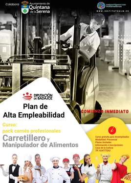 El Ayuntamiento anuncia el comienzo del curso de carretillero y manipulador de alimentos