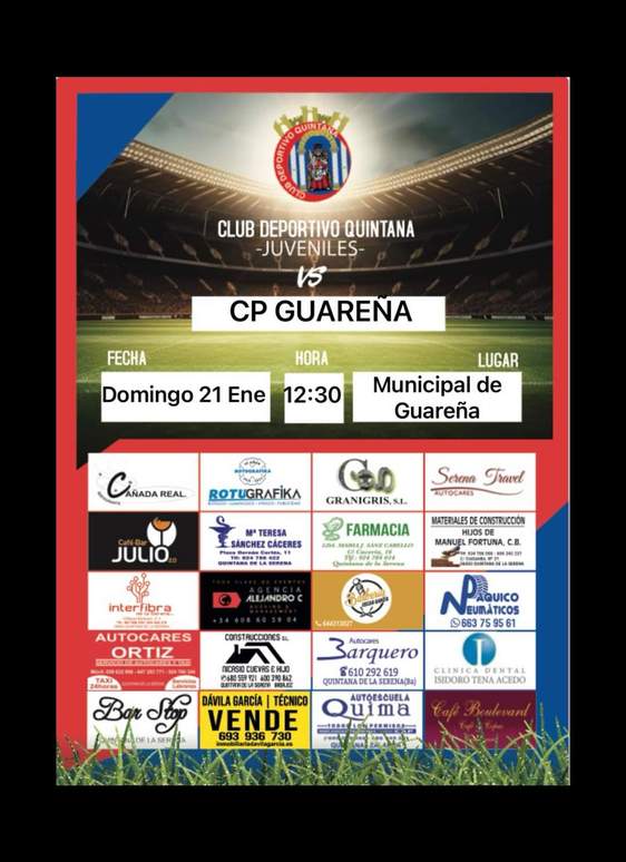 El CD Quintana Juvenil visita al CP Guareña en el estreno de la segunda vuelta