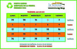 Horario del punto limpio para el mes de febrero