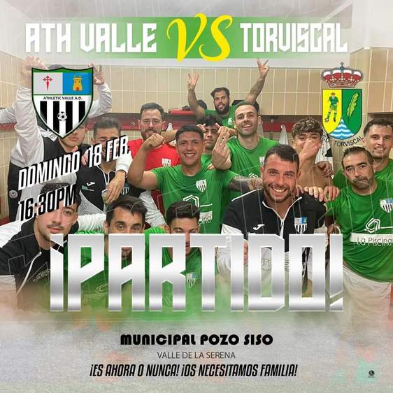 El Athletic Valle recibe al CD Torviscal en el Municipal Pozo Siso