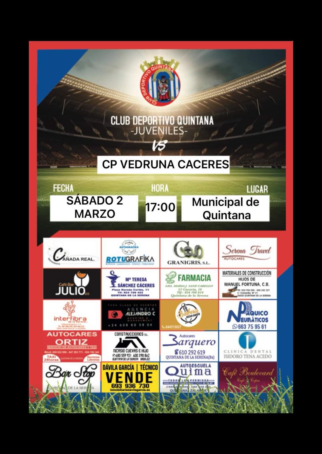 El CD Quintana Juvenil busca recuperar el liderato frente al CP Vedruna