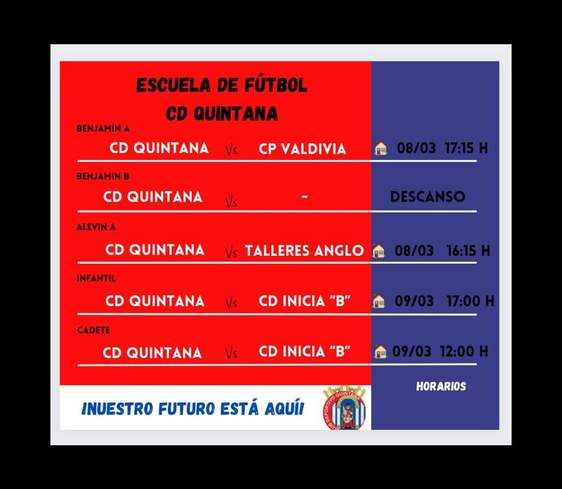 La cantera de CD Quintana jugará este fin de semana cuatro partidos