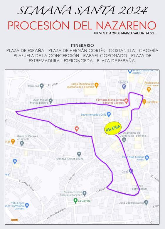 Presentado el horario y recorrido de la Procesión del Nazareno