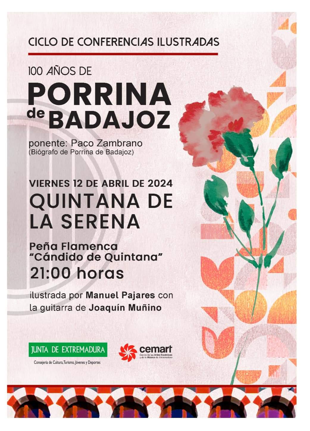 Conferencia de 100 años de Porrina de Badajoz en Quintana