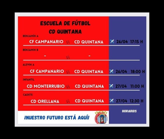La cantera de CD Quintana jugará este fin de semana cuatro partidos