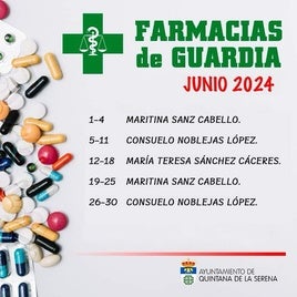 Publicado el horario de las farmacias para el mes de junio