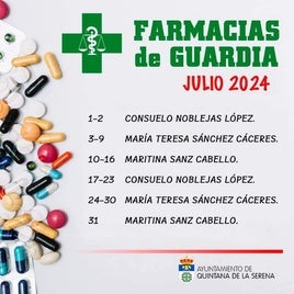 Publicado el horario de las farmacias para el mes de julio