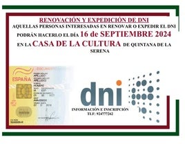 Nueva fecha para la renovación y expedición del D.N.I en Quintana