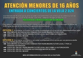 El Ayuntamiento anuncia las condiciones para menores de 16 años en los conciertos de 'La Vela'