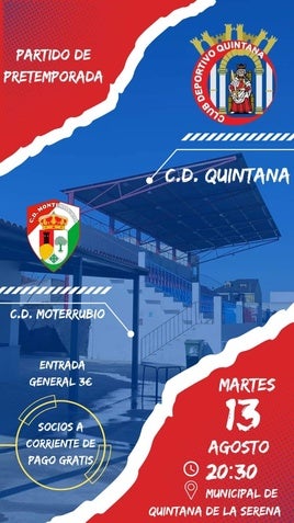 El CD Quintana continua la preparación con un amistoso ante el CD Monterrubio