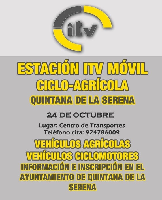 Una estación ITV móvil ciclo-agrícola estará en Quintana el 24 de octubre