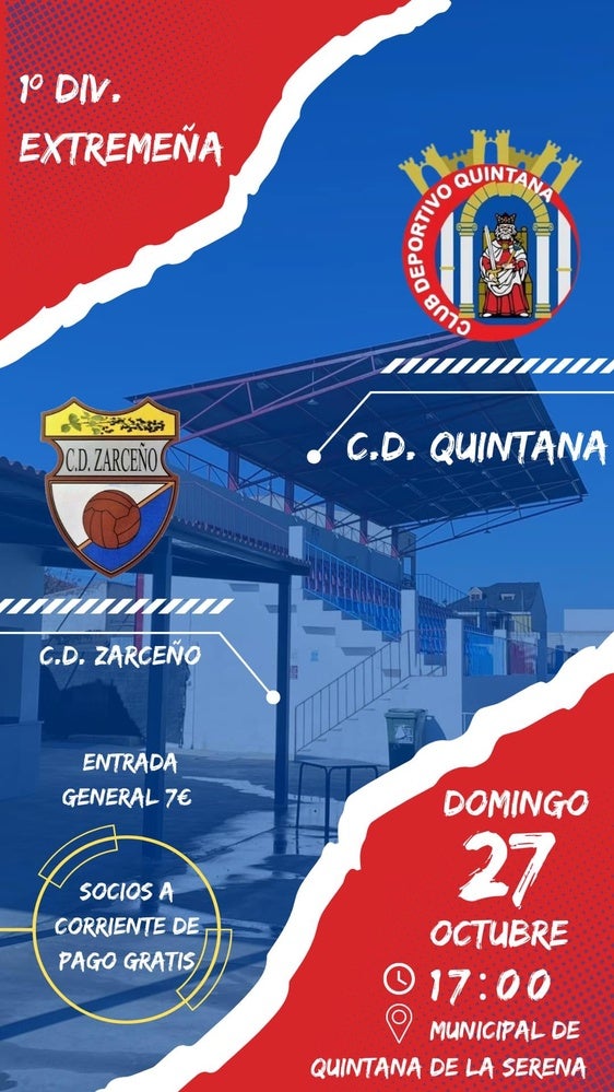 El CD Quintana se mide al CD Zarceño con el objetivo de mantener la racha de victorias