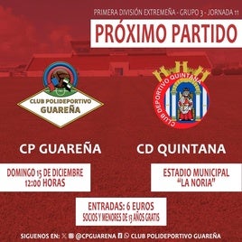 El CD Quintana visita Guareña en el último encuentro de 2024