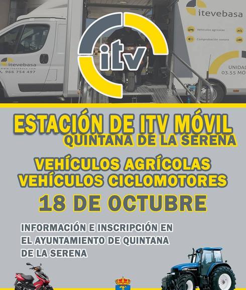 Un puesto móvil de ITV estará en Quintana este jueves, 18 de octubre