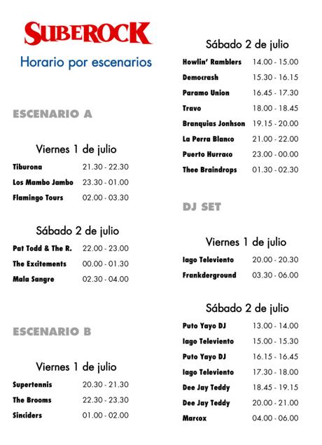 Imagen - Horarios de SubeRock 2022