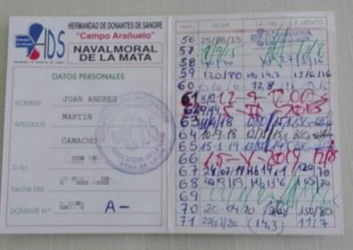 Imagen secundaria 1 - Juan Andrés, su cartilla de donaciones y el reconocimiento que le han otorgado. 